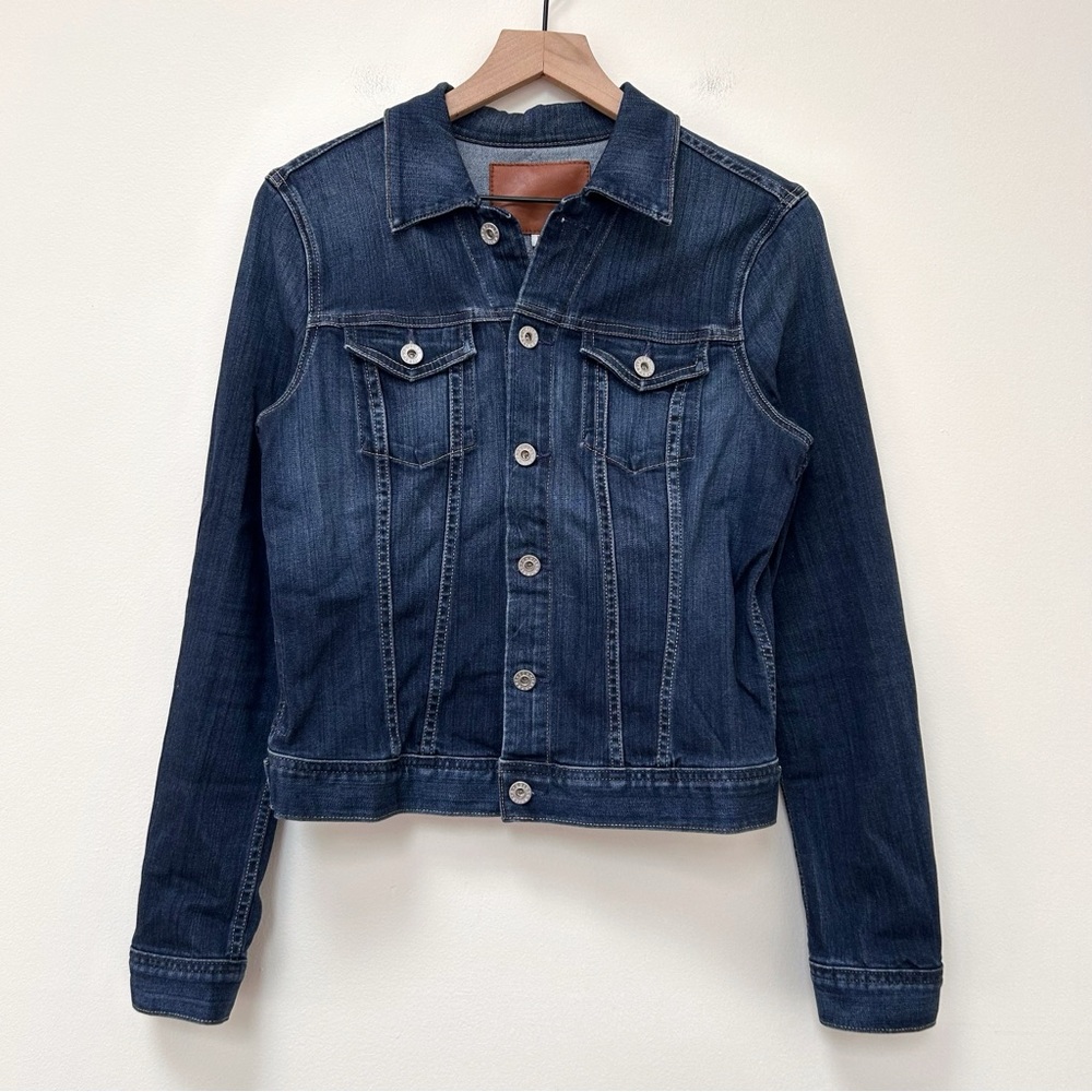 AG Mya Classic Fit Button Down Jean Denim Jacket in Easy Street Dark Wash size M - Picture 2 of 13